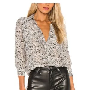 Equipment Snake Skin Slim Fit Silk Blouse